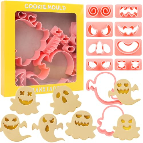 SULOLI Formine Biscotti Halloween,Set di 10 Stampi Biscotti Halloween | Tagliabiscotti a Forma di Fantasma