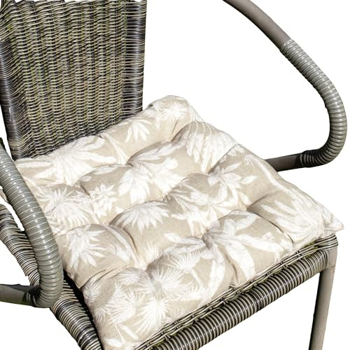 Darthome Set Of 2 Floral Outdoor Seat Pads 40x40cm Square Cotton Garden Chair Cushions (Brown Flower)