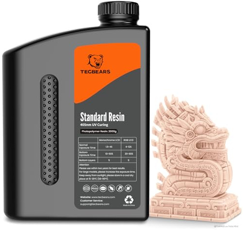 TECBEARS Standard Resin 2KG Hautfarbe | 405nm UV Resin Photopolymerharz für SLA/LCD/DLP 3D Drucker, Hohe Präzision und Schnelle Aushärtung, Geringer Geruch