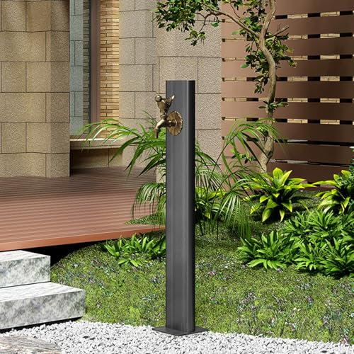 HARELA Columna Agua jardín Acero Inoxidable, Grifo de Columna para Exterior, Columna Dispensadora de Agua, Fuente Decorativa con Grifo para riego de jardín y Fuente de Agua
