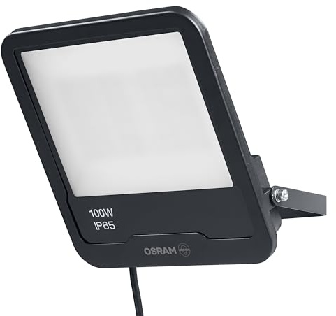 OSRAM Proyector inteligente de alta potencia WIFI, gris oscuro, 100 W, 8000 lm, temperatura de color regulable, regulable, controlable por aplicación, accesorios de montaje incluidos, IP65, RGBW