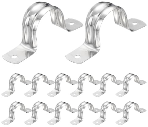 sourcing map 26pcs Conduit Clamp, 1 Hole 25mm Dia Stainless Steel Pipe Strap, U Bracket Double Band Rigid Metal Conduit Hanger for Pipe Fixing, Tube Wire Installation