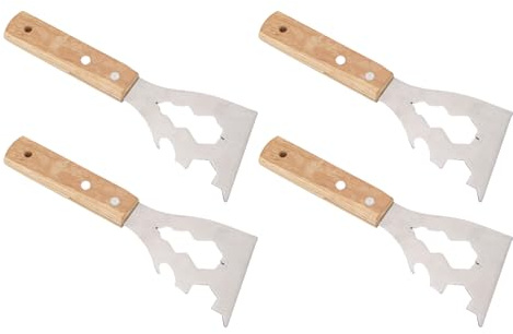 Fdit Raschietto per Vernice in Metallo Design Versatile 10 in 1 per Uso Domestico e Professionale Manico in Legno in Acciaio Inossidabile Confezione da 4