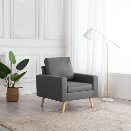 CongVVFV Stoff Sessel Hellgrau mit Holzrahmen und gepolsterten Kissen für bequemes Entspannen, 110 kg Belastbarkeit pro Sitzplatz, 4er Set für Wohnzimmer und Wohnbereich