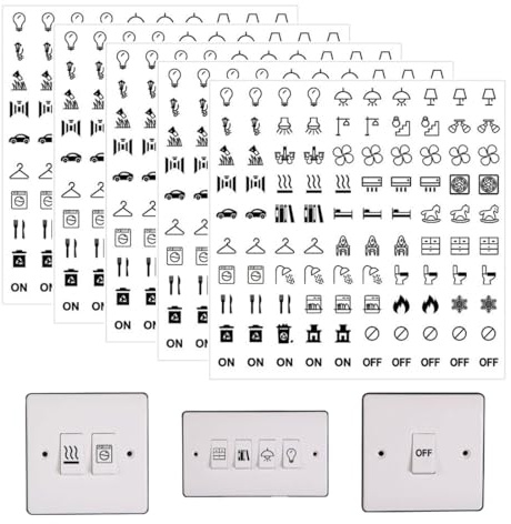 WUYJI Pegatinas decorativas para interruptores, Paquete de 500 piezas de etiquetas autoadhesivas para interruptores de luz, pegatinas negras, pegatinas para marcar luces del hogar, adecuadas
