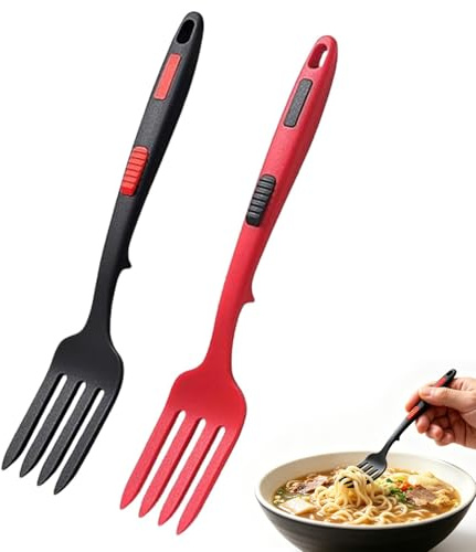 Fourchette de Mélange en Silicone, 2 Pièces 29,5 * 5,1 cm Fourchettes de Cuisine Multifonctionnelle, Fourchette à Spaghetti Ustensiles de Cuisine la Cuisson, Résistante à la Chaleur & Antiadhésive