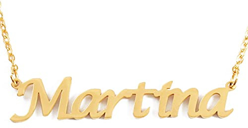 Kigu Collar con nombre de Martina chapado en oro de 18 quilates, colgante personalizado con nombre delicado, joyería para damas, novia, madre, hermana, amigas, bolsa y caja