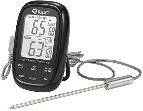 tepro Accessoire de barbecue de jardin - Thermomètre de barbecue à double capteur avec 2 capteurs (1 x température centrale, 1 x chambre de cuisson)