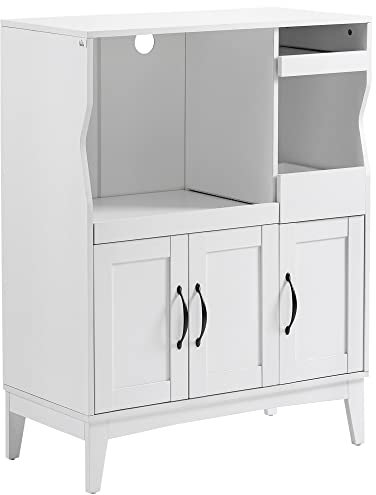 HOMCOM Küchenschrank Sideboard küchenmöbel mit ausklappbarer Ablage Aufbewahrungsschrank Schublade Schrank für Küche Esszimmer Weiß 84 x 39 x 109 cm