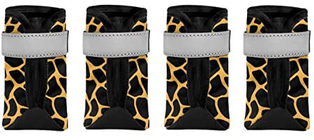 Suhoaziia Hundeschuhe mit Giraffen-Kuh-Muster mit robuster Anti-Rutsch-Sohle, Hundeschuhe, atmungsaktiv, langlebig, mit verstellbaren & reflektierenden Riemen für kleine bis große Hunde, Wandern