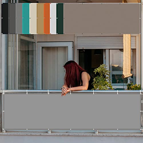Innen Balkonverkleidung 70 x 900 cm Wetterschutz Wasserfest Windfest Sonnenschutz Segel PB2 PES 100% Polyester für Balkon Garten Balkongeländer, Hellgrau