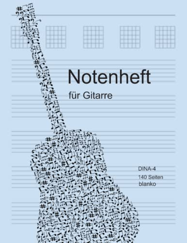 Gitarren Tabulator Heft: Gitarren Tabs Tabulatur Heft: A4-150 Blanko Seiten Tabulatur Heft | Notenheft | Gitarre Tabulatur Block | Gitarrenheft | zum selber schreiben