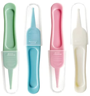 Clip de limpieza de orejas y nariz para bebé, 4 pinzas nasales de plástico de cabeza redonda