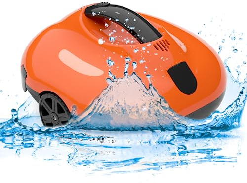 Robot Nettoyeur Piscine 2,58 L,Sans fil Aspirateur d'aspiration,150 Minutes,4 Grattoirs Silicone,La Planification Intelligente L'Itinéraire,L'Auto-Stationnement,Piscine Hors Sol/Creusée 861 Pieds²