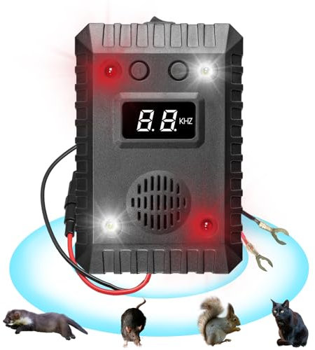 Marderschreck Auto Marderabwehr Ultraschall mit starken Blitzlichtern, Maderschrecker Auto, Marderschutz für Auto, Mäuseabwehr Garten, Dachboden,Motorraum,Haus Marderfalle Lebendfalle