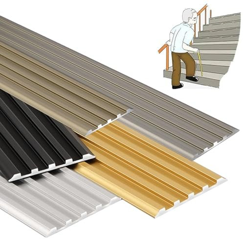 SAGIDAR Treppenkantenprofil Aus Aluminium, Antis-Rutsch Treppenkante, Treppendekorleisten Breite 4cm/5cm, Wasserdicht Und Verschleißfest, Eloxierte Stufenkantenprofil for Innen-und Außenbereich
