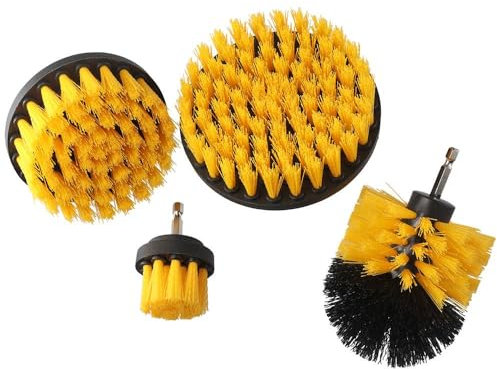 Fudeshe 4 Pieces Drill Brush Attachment Set,Power Cleaning Scrub Brush,Drive Nylon Power Scrubber Drill Brush Attachment for Bathroom and Kitchen Surface,Grout,Tub,Shower