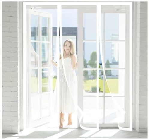 85x200cm Fliegengitter Magnet Tur,Balkontür,Insektenschutz Fliegenvorhang Magnetisch Türe,Insektenschutz Vorhang tür Terrassentür,Insektengitter Lamellenvorhang Magnetvorhang,Weiß