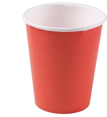 Nupik - 20 Vasos Desechables de Cartón Reciclables Rojo 270 ml (9oz) - Para Café, Degustaciones y Bebidas Frías o Calientes - Apto para Cumpleaños, Oficina, Hostelería, Máquina Expendedora