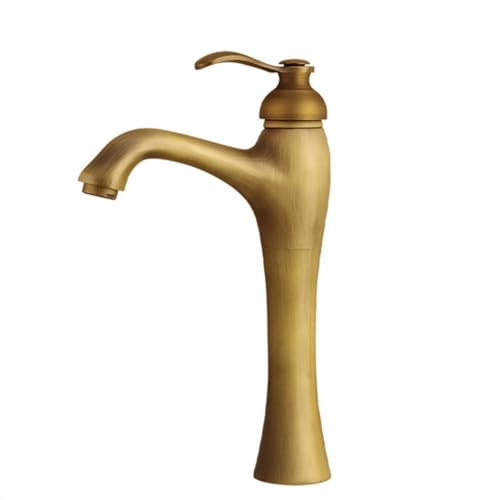 Wasserhahn Bad Waschtischarmatur Hoch Auslauf Retro Antik Stil Messing Einhebel Mischbatterie Waschbecken Armatur, Badarmatur Waschtischbatterie Badezimmer, Bronze