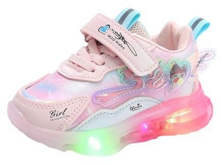 Chaussures Lumineuses LED pour Filles, Chaussures de Marche pour Tout-Petits, Chaussures décontractées pour Enfants et bébés Noir Fille