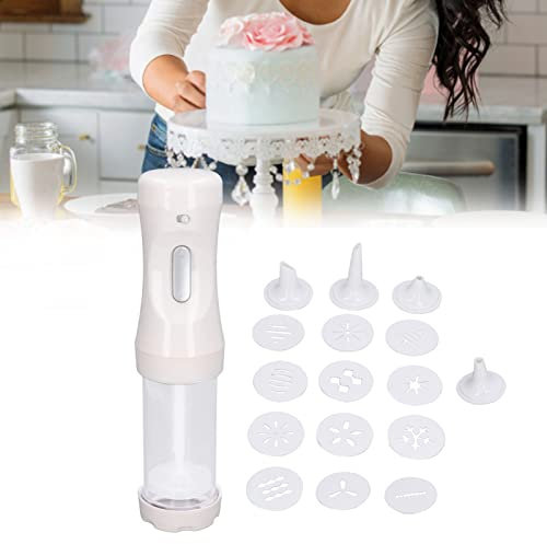 Presse à Biscuits pour la Cuisson, Kit de Presse à Biscuits électrique avec 12 Disques et 4 Pointes de Glaçage, Outil de Décoration de Pâtisserie alimenté par Batterie pour la