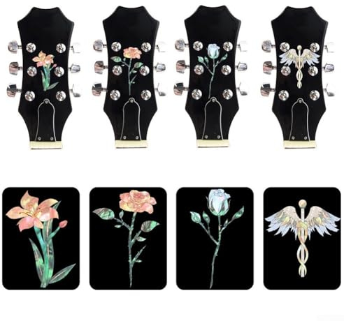 Einzigartiges Gitarrenzubehör, Gitarrenhals-Aufkleber, keine Schäden an der Gitarre (rote Rose)
