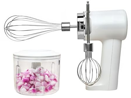 Electric Hand Mixer, 3-in-1 Cordless Hand Held Electric Foodmixer with 3 Speed Modes Food Processor, Rechargeable Hand Whisk Blender for Eggs, Soups, Cream, Batters, Baby Food