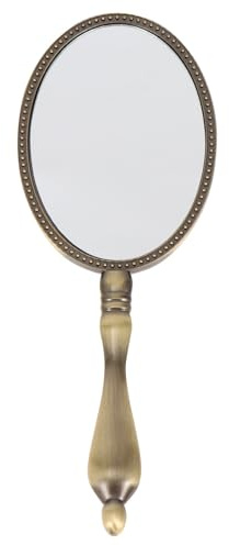 BATHVEVE Retro-Handspiegel Mit Griff Kleiner Handspiegel Mit Griff Tragbarer Schminkspiegel Für Zuhause Und Reisen Kompakt Für Make-up Geschenk Für Damen Und Mädchen