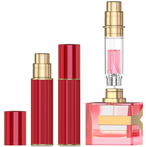 TLTWHS Refillable Perfume Atomiser 10ml – Portable Travel Spray Bottle for Women & Men, Mini Aftershave Dispenser, Handbag Size Atomiser for Travel, Easy to Refill, Leak-proof Design(Red)