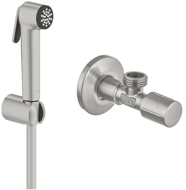 GROHE Tempesta-F Trigger Spray 30 Shower Set (Including Bidet Trigger Control Hand Shower, 1250mm Twist-Free Hose, Wall Holder and Angle Valve Wall Connection 1/2 Outlet 1/2, Supersteel