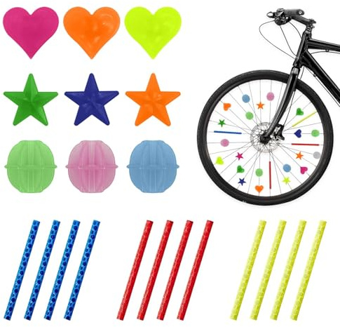 APKOL 120 Stück Bunten Fahrradspeichen, speichenreflektoren Fahrrad Kinder, Fahrrad Zubehör Kinder Kinderfahrrad Reflektierende Speichenklicker Fahrradspeichen Dekorationen für Einsatz bei Nacht