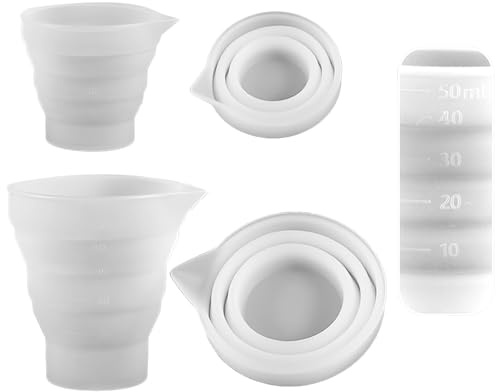 Chtaoxin 4 PCS Foldable Liquid Dosing Measuring Cup,Odorless Collapsible Cup, Laundry Dosing Ball, Liquid Measurement Tool, Ice Cube Mold