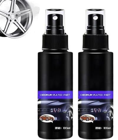 2pieces Refurbishing Agent Spray For Chrome Plated Parts, 100ml Car Chrome Cleaner, Nano Scratch Remover Spray For Cars, Long Lasting Chromes Polish Sprays, For Stainless Steel Aluminum Brass Copper