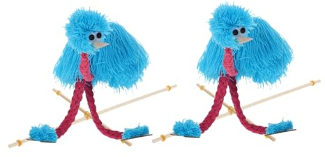 MOLUCKFU 2pcs Plush Wooden Ostrich Marionette Puppets Soft Pull String Puppet Show Props for Interactive Educational