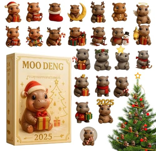 Julnedräkning Kalender Flodhäst Tema 2-Dimensionell Akryl Hängsmycke