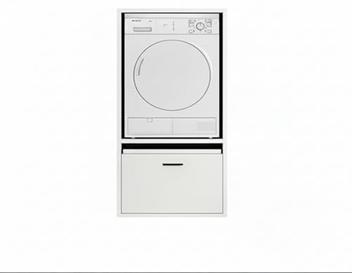 Bricozone Mobile Lavatrice Con Cassetto Integrato In Laminato Bianco 25 Mm Con Mensola Scorrevole Design Moderno Per Lavanderia O Bagno Salvaspazio Robusto E Facile Da Montare