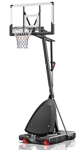 Adjustable Basketball Hoop Outdoor, 44 Shatterproof Backboard & Heavy-Duty Steel Rim. Height 4.9-10 FT, Stable Water/Sand Base for Driveway, Backyard, and Family Games