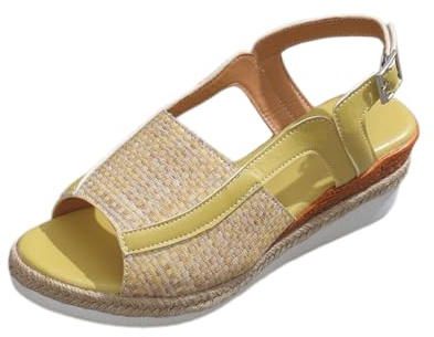 Uwdiohq Sandalias De Playa Verano Para Mujer, Nuevas, Con Tacón Grueso Y Pendiente, Cómodas, Estilo, Cien Combinaciones. Geos Mujer (Yellow, 40) Zapatos Austria 36 Dorados Fiesta Plataforma