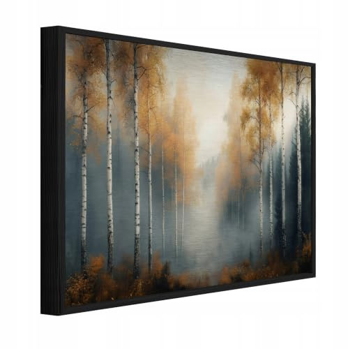 WallArena Bilder på metaller med ram, skog, björk, 150 x 100 cm