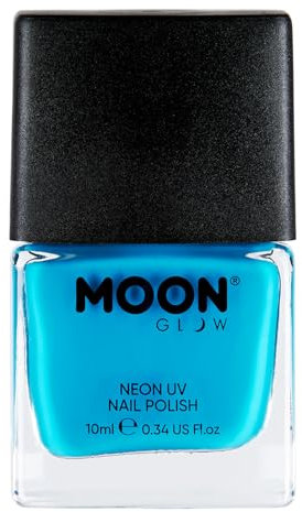 Neon UV Nail Polish by Moon Glow - Intense Blue - Bright Neon Nail Varnish - Glows under UV - 10ml