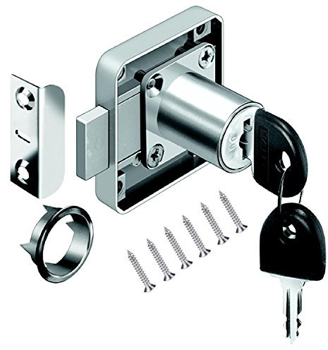 YOUTU® Schrankschloss Möbelschloß Zylinder-Möbelschloss Aufschraubschloss mit Schlüssel Set für Schubladen & Schränke | Stahl vernickelt | Dornmaß: 22mm 26mm 32mm (22mm)