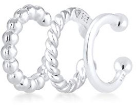 Elli Earcuff Set Silber 925 Ohrmanschette Damen Ohrringe für Frauen Ohrklemme Wickelohrring Durchmesser 13mm Helix 0302811319