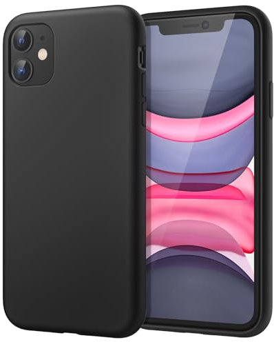 JETech Silicone Hülle für iPhone 11 (2019) 6,1-Zoll, seidigem Ganzkörper-Schutzhülle Case Cover, mit weichem Mikrofaser-Innenfutter stoßfestes Abdeckung (Schwarz)