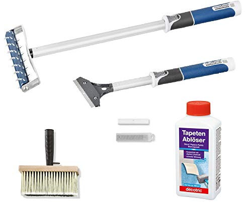 BODENMEISTER Tapetenablöser-Set Tapetenentfernerset Tapezier-Set Renovierungsset 5-teilig