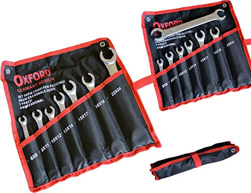 topolenashop Set di 7 Chiavi Esagonali Tubi Freni Auto Moto Testa Aperta spaccata Per Raccordi Freni Idraulici in comodo astuccio 7 chiavi 6x8 9x11 10x12 13x14 15x17 16x18 22x24