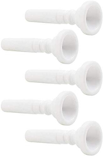 POFET 5 Stück Mundstück Trompete Plastik, Mundstücke für Blechblasinstrumente Langlebig, Trompetenmund Krafttrainer Ansatz Trainer, für Trompete Blechblasinstrument Zubehörteile - Weiß