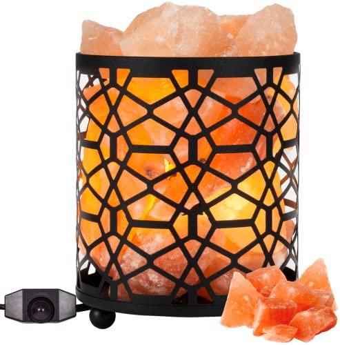 Giggi Himalayan Salt Lamp With Dimmer Switch - Metal Basket Pink Crystal Table Lamp - Night Light Rock Salt Lamp for Home Decor Accessories