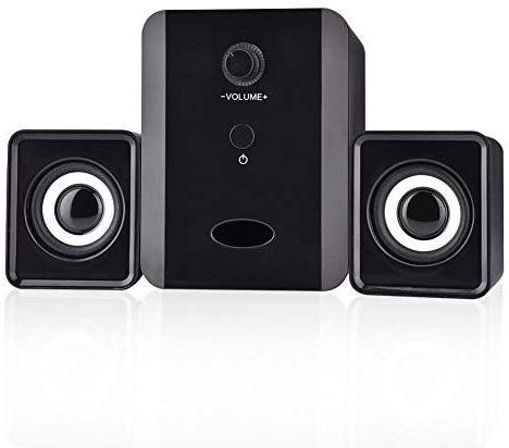 SADA USB Wired Mini Speaker, Bass Stereo Music Player, Subwoofer, Safe and Reliable, for Desktop PC, Laptop, DVD, TV, Cellphone, Tablet (Black)