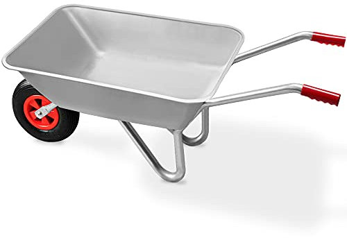 GARDEBRUK® Brouette 80L galvanisée poignée caoutchouc max. 100kg brouette jardin brouette de chantier jardinage chariot de transport roue